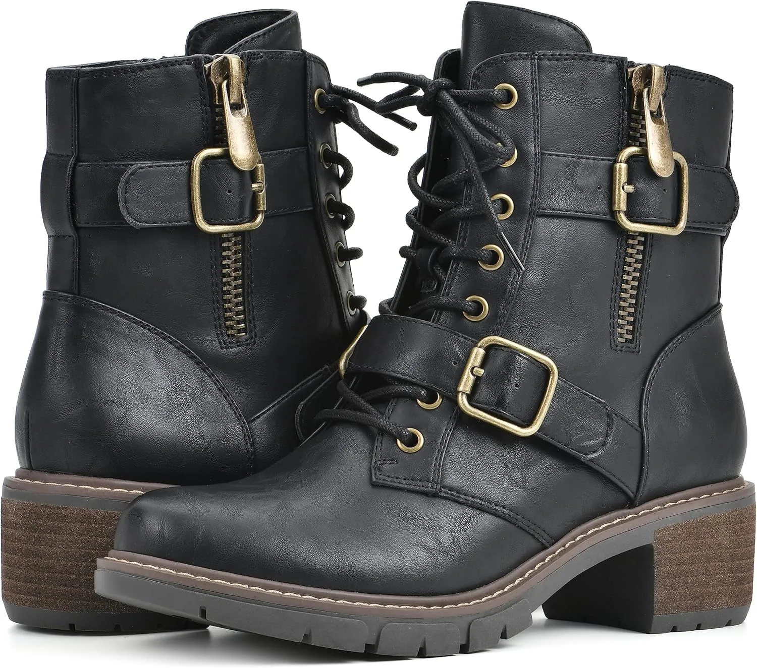 WHITE MOUNTAIN Women's Shoes Crank Block Heel Moto Boot