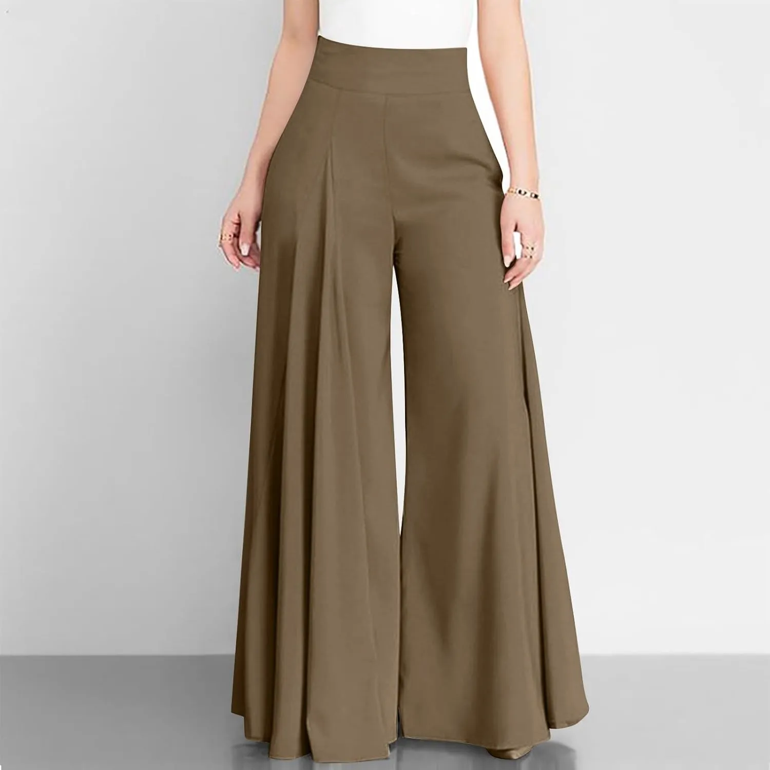 Wide Leg Pants for Women High Waisted Palazzo Slacks Flowy Dress Pants Plus Size Business Work Comfy Baggy Trousers