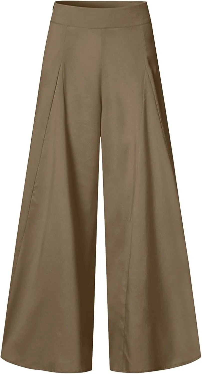 Wide Leg Pants for Women High Waisted Palazzo Slacks Flowy Dress Pants Plus Size Business Work Comfy Baggy Trousers