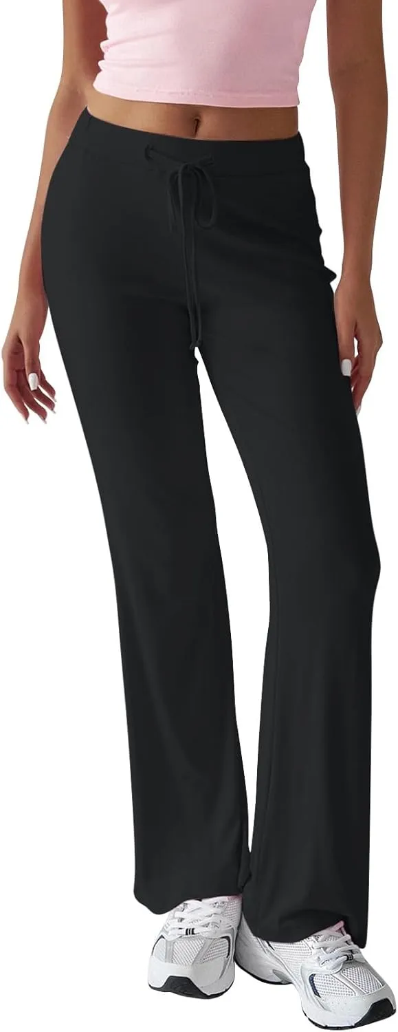 Wide Leg Pants for Women Lightweight High Waisted Pants Slim Fit Flare Yoga Pants Sweatpants Comfy Lounge Pants Trousers