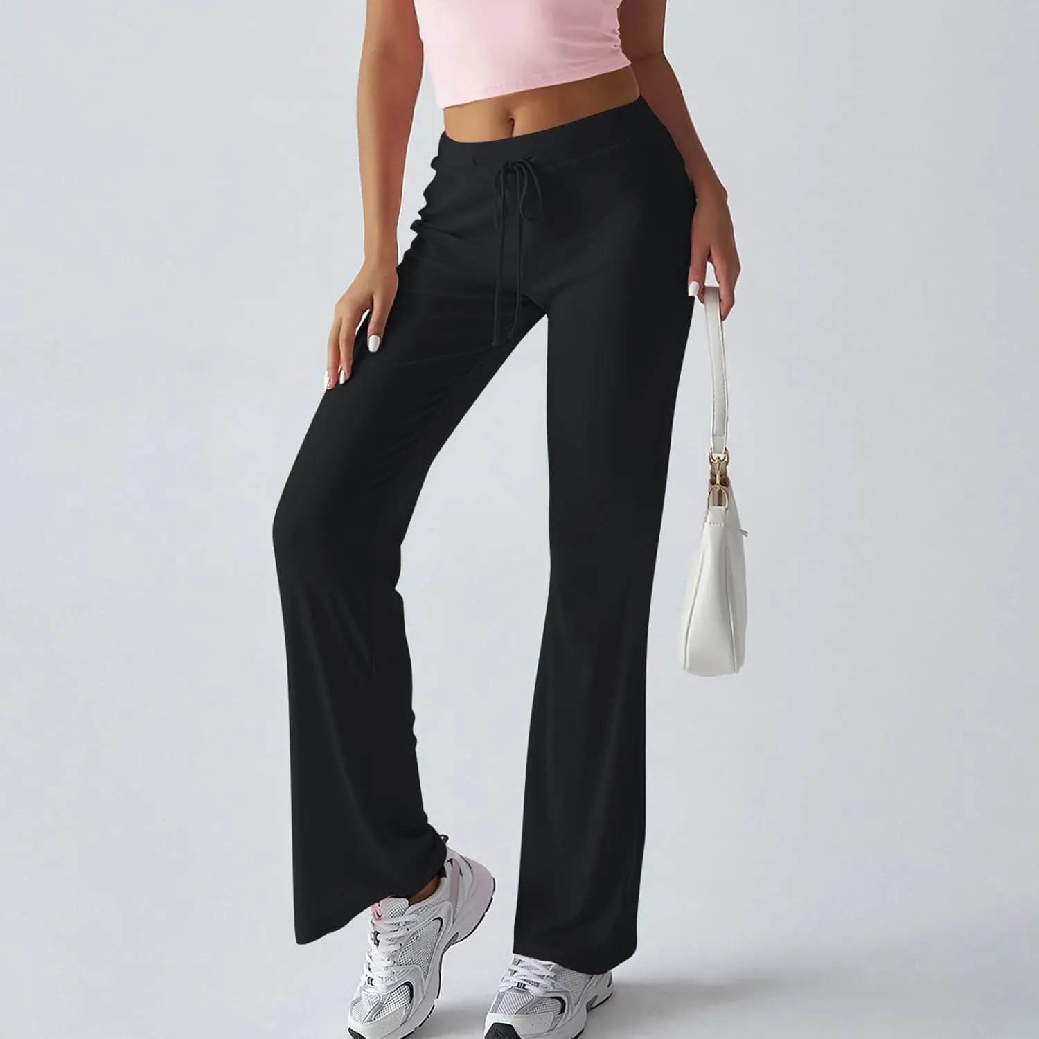 Wide Leg Pants for Women Lightweight High Waisted Pants Slim Fit Flare Yoga Pants Sweatpants Comfy Lounge Pants Trousers
