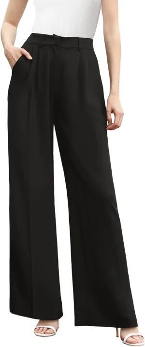 Wide Leg Pants | High Waisted Trousers with Pockets | Comfortable Work Pants | Business Casual Pants | Women's Pants and Sizes Summer