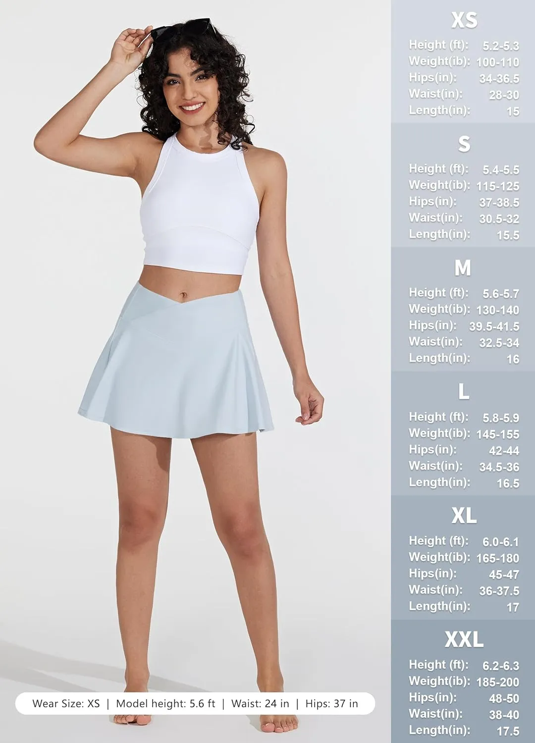 Willit Womens V Cross Swim Skirt Athletic Bathing Suit Skorts Skirts Swimsuit Bottoms with Pocket