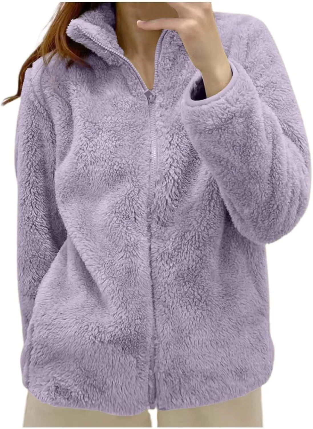 Winter Coats for Women Fuzzy Fleece Jacket Zip up Fuzzy Casual Coats Fashion Winter Outerwear Clothes with Pockets