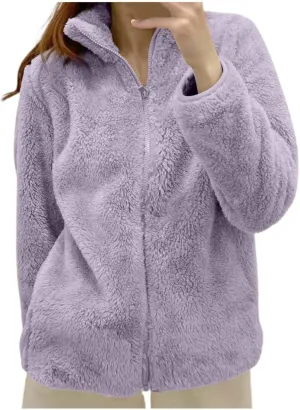 Winter Coats for Women Fuzzy Fleece Jacket Zip up Fuzzy Casual Coats Fashion Winter Outerwear Clothes with Pockets