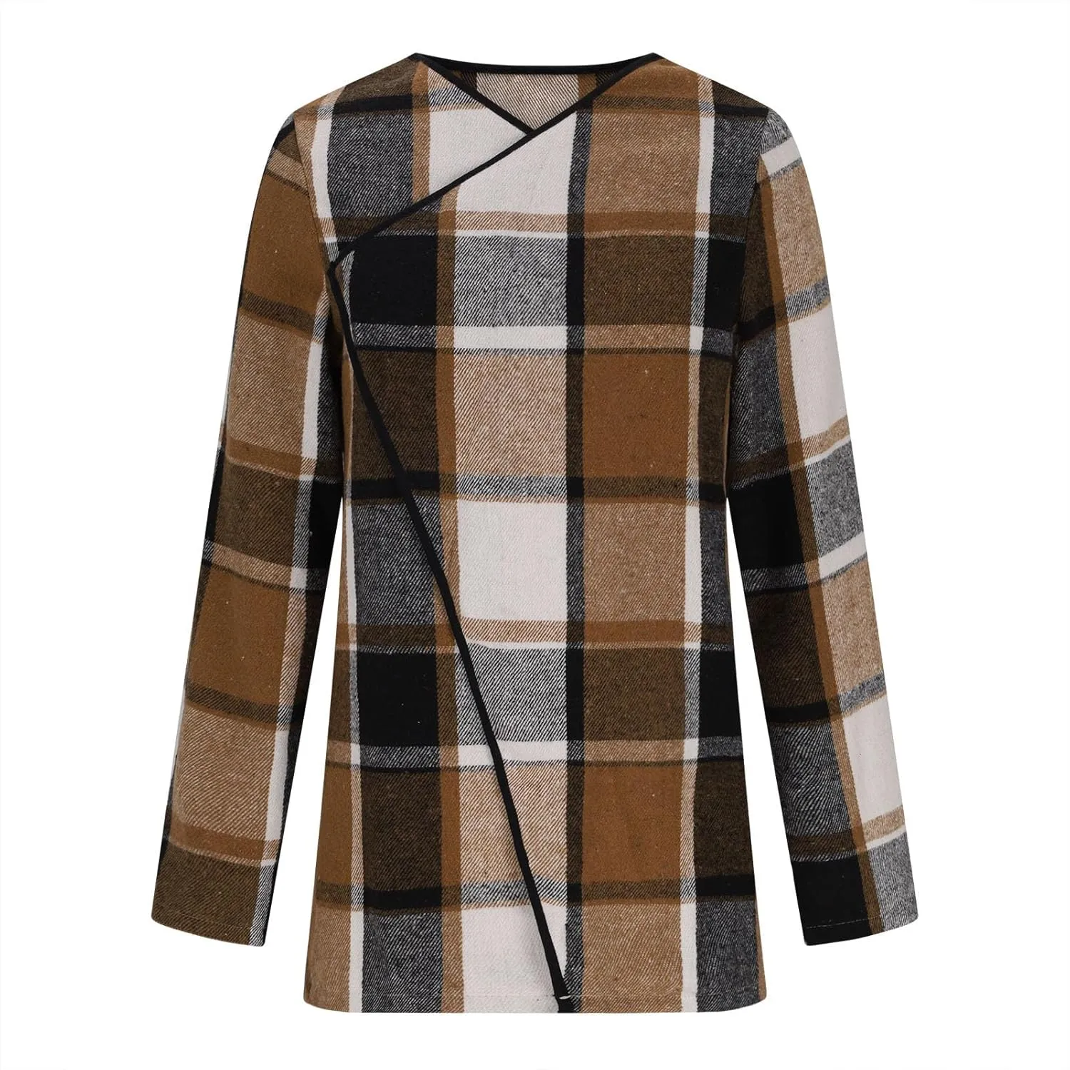 Winter Coats for Women Oversized Casual Cardigan Tops Long Sleeve Hoodless Plaid Jackets 2024 Fall Clothes