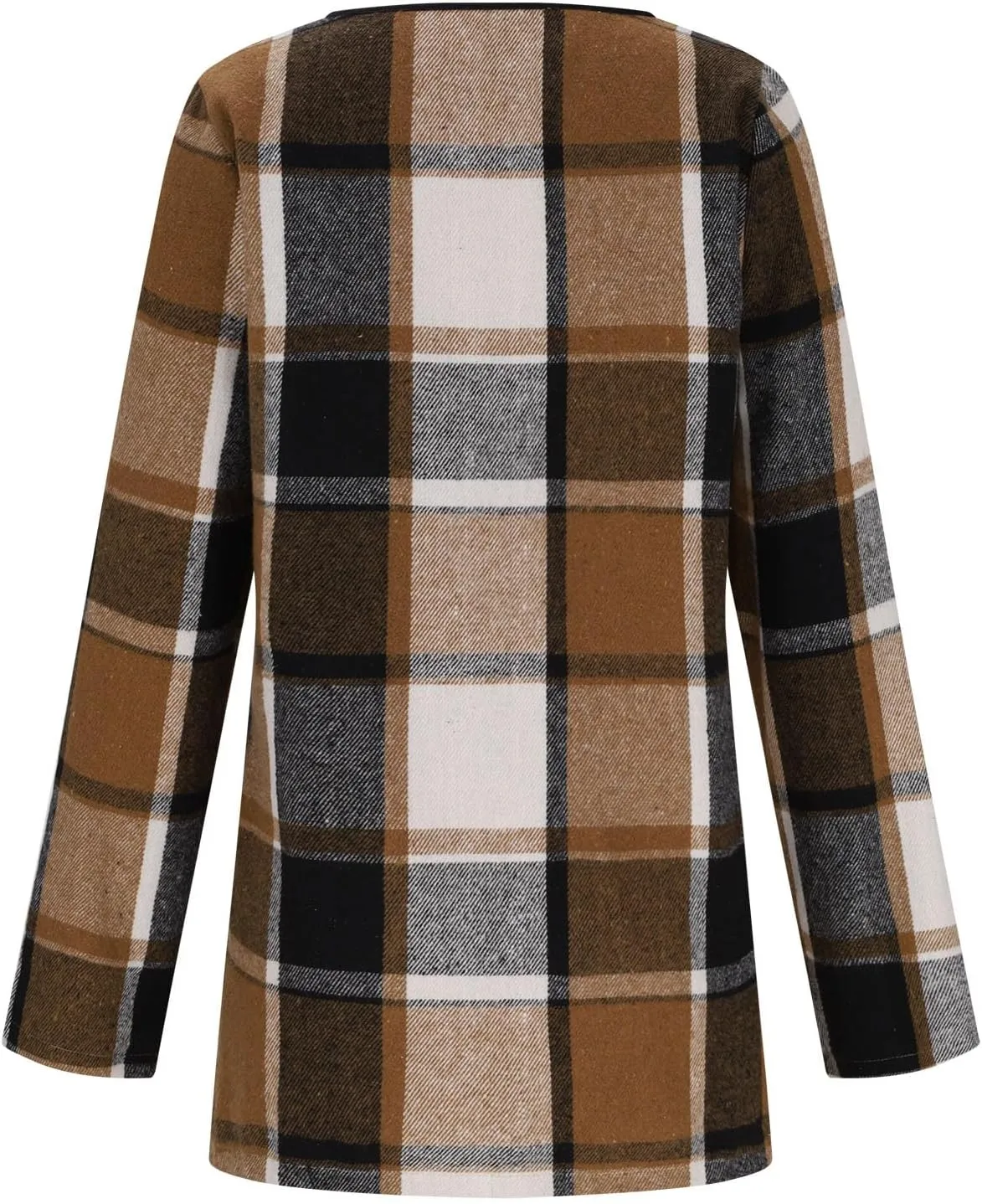 Winter Coats for Women Oversized Casual Cardigan Tops Long Sleeve Hoodless Plaid Jackets 2024 Fall Clothes