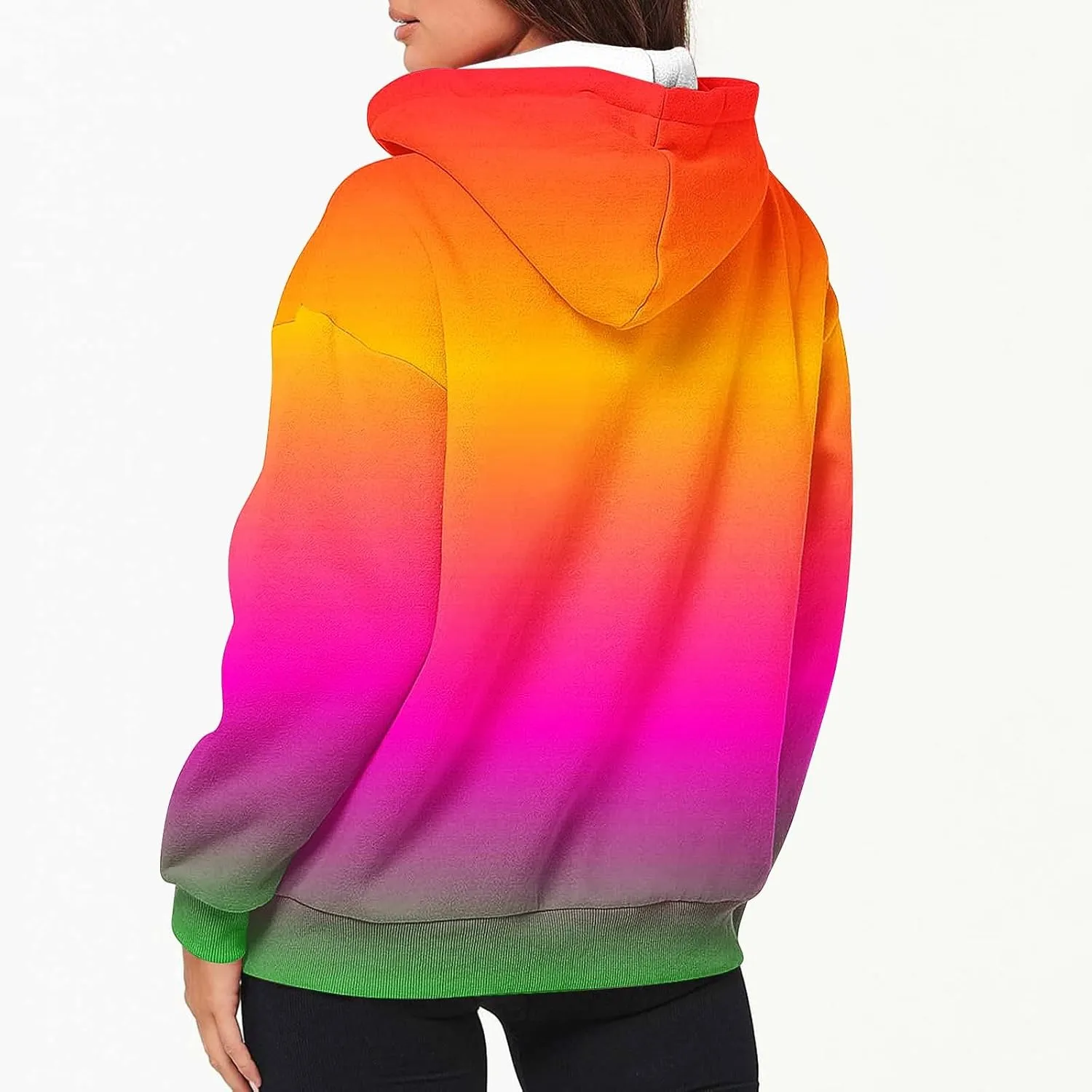 Winter Coats for Women Patchwork Color Cardigan Sweatshirts Long Sleeve Drawstring Hoodies with Pockets Jackets