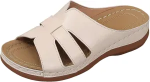 Women Arch Support Slides Orthopedic Wedge Sandals Open Toe Slip On Platform Slippers Summer Casual Beach Orthotic Walking Shoes