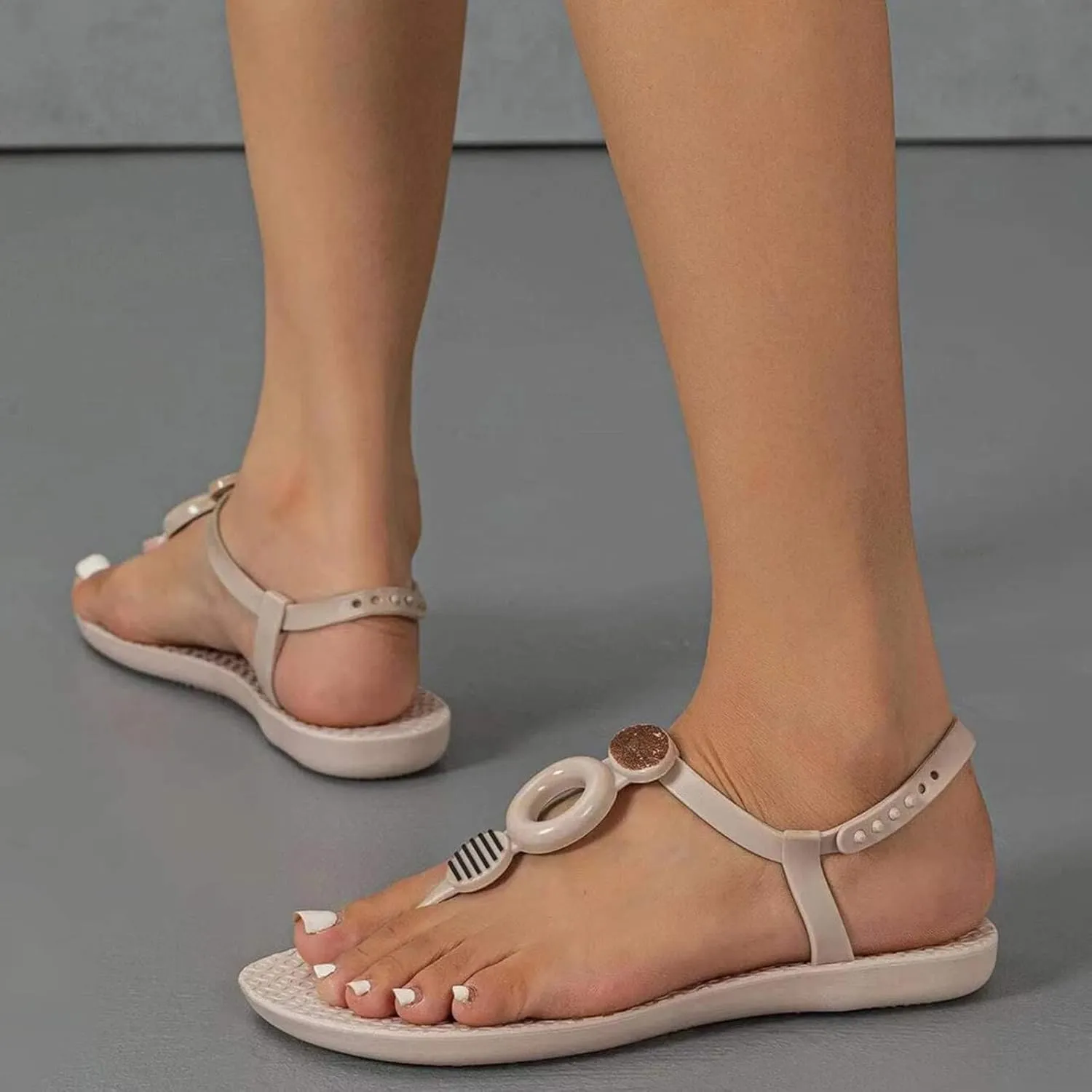 Women Flat Female Summer New Ladies Sandals Open Toe Pure Color Casual Ladies Breathable Beach Sandals Fall Shoes