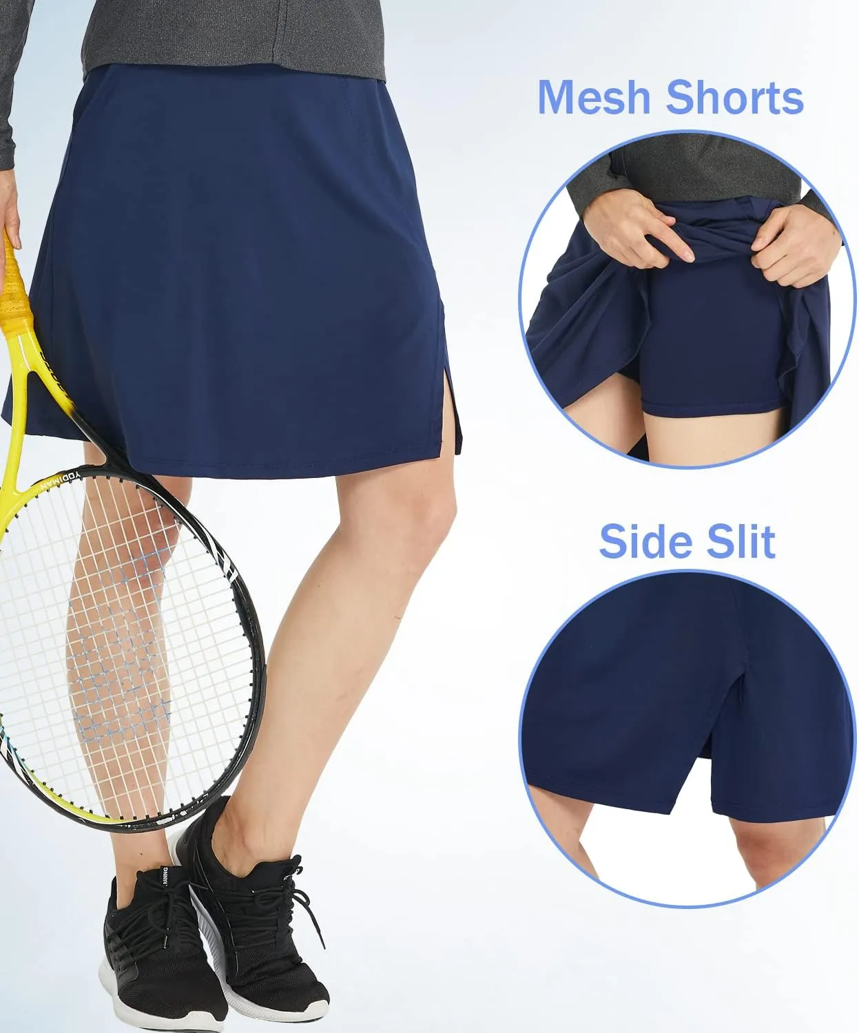 Women Knee Length Skirts Causal Skorts with Pockets Longer Length Golf Skirts Side Slit