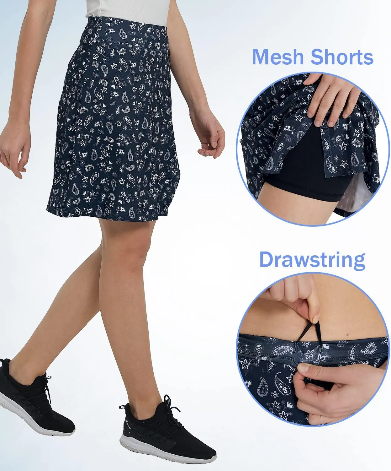 Women Knee Length Skirts Causal Skorts with Pockets Longer Length Golf Skirts Side Slit