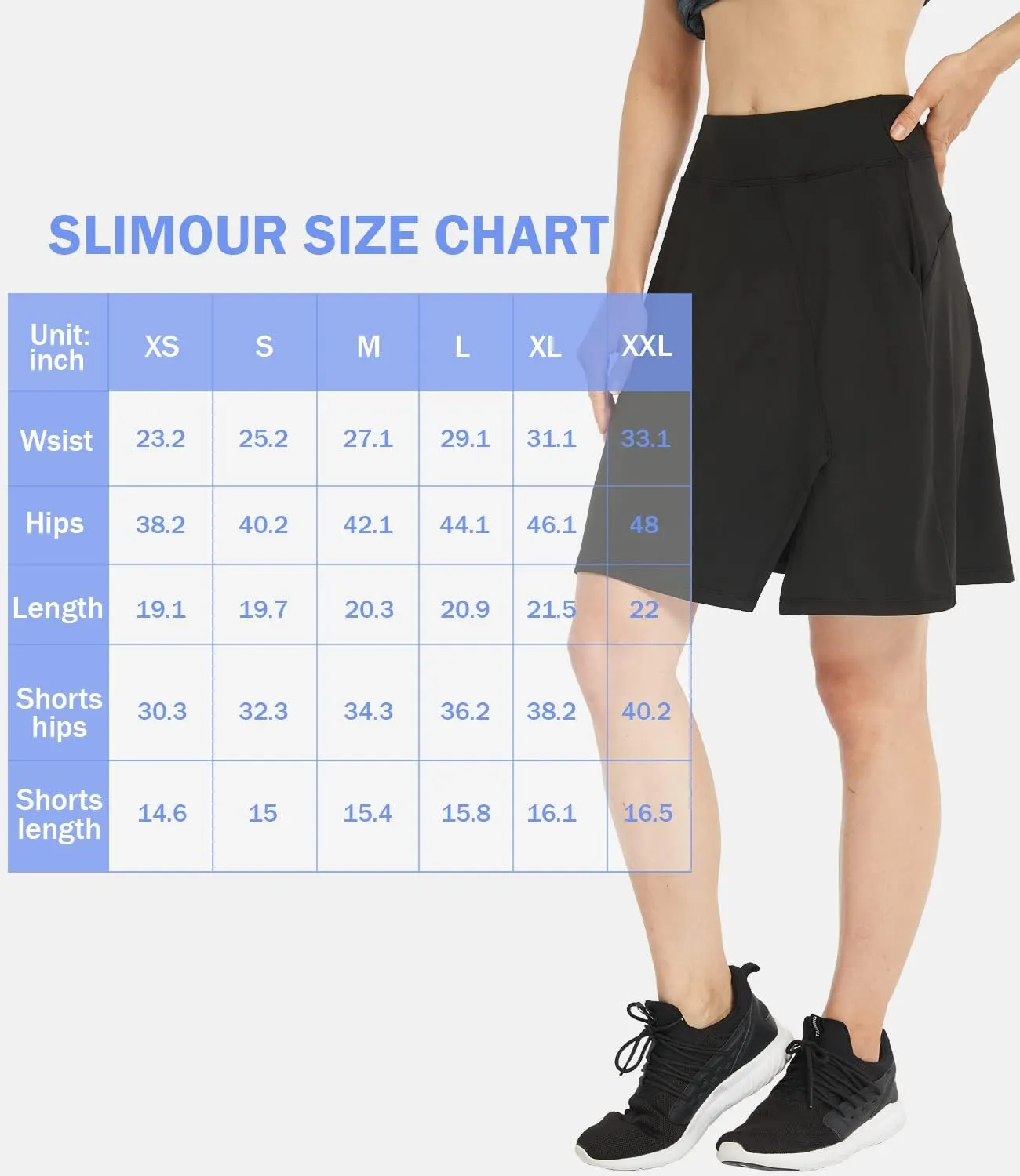 Women Knee Length Skirts Causal Skorts with Pockets Longer Length Golf Skirts Side Slit
