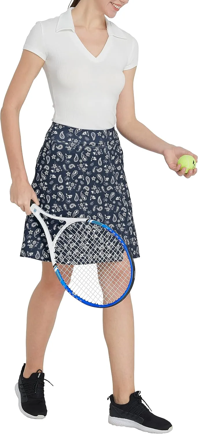 Women Knee Length Skirts Causal Skorts with Pockets Longer Length Golf Skirts Side Slit