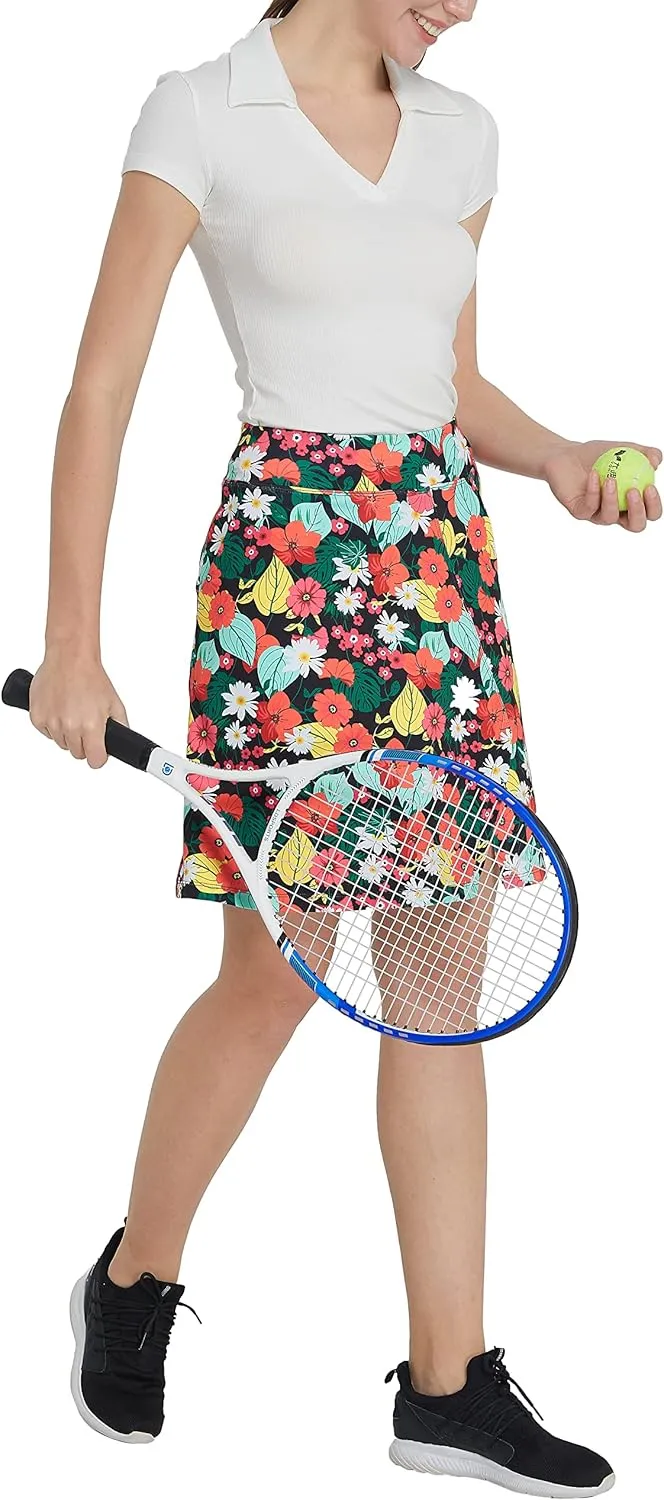 Women Knee Length Skirts Causal Skorts with Pockets Longer Length Golf Skirts Side Slit