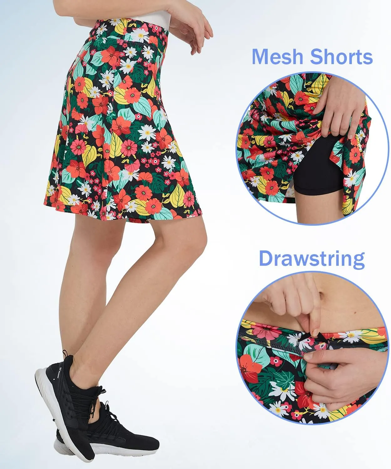 Women Knee Length Skirts Causal Skorts with Pockets Longer Length Golf Skirts Side Slit