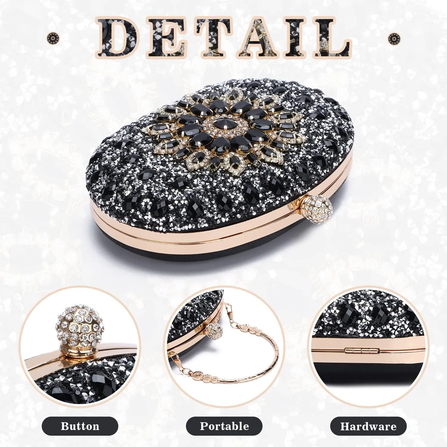 Women Rhinestone Evening Clutch Purse Bag Bling Glitter Sparkly Diamond Tote Bag Crystal Wedding Party Bag