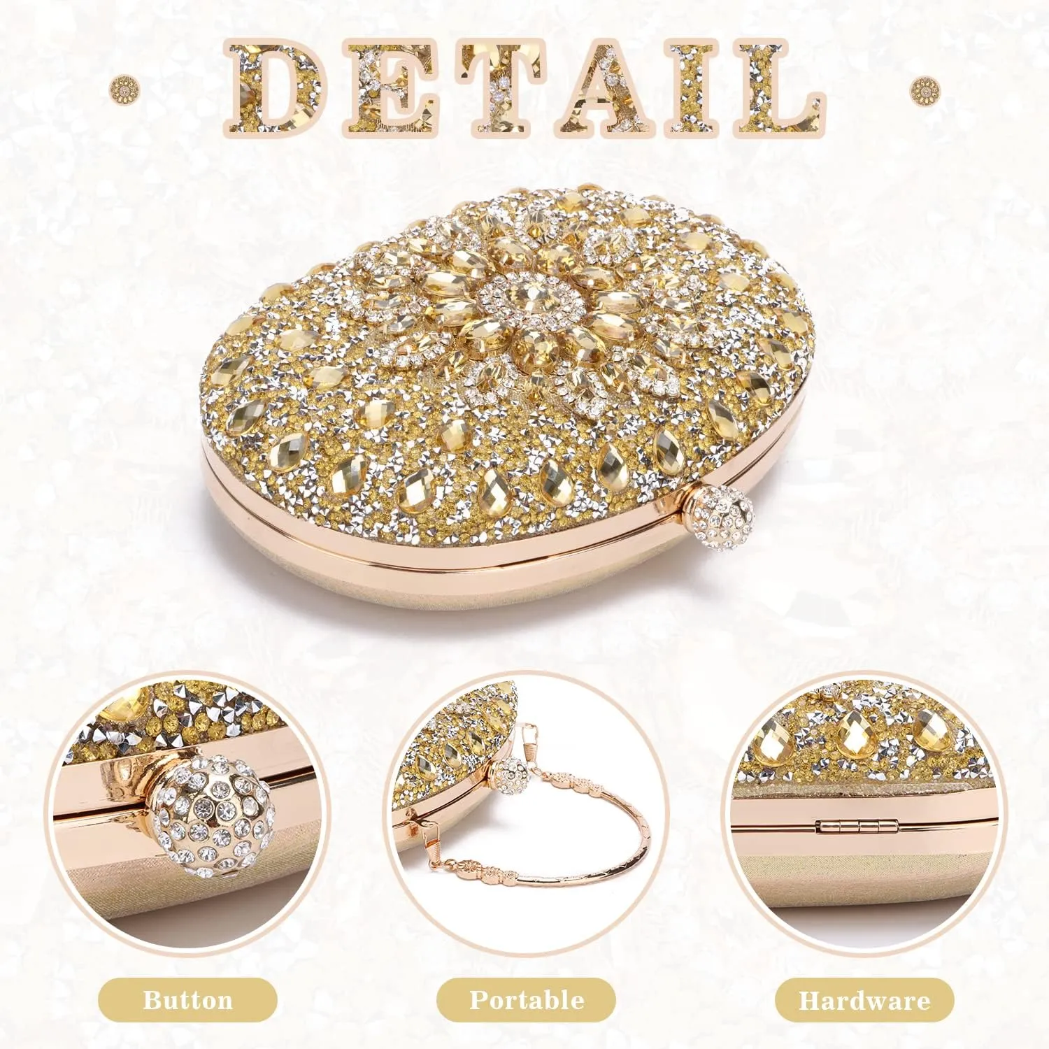 Women Rhinestone Evening Clutch Purse Bag Bling Glitter Sparkly Diamond Tote Bag Crystal Wedding Party Bag
