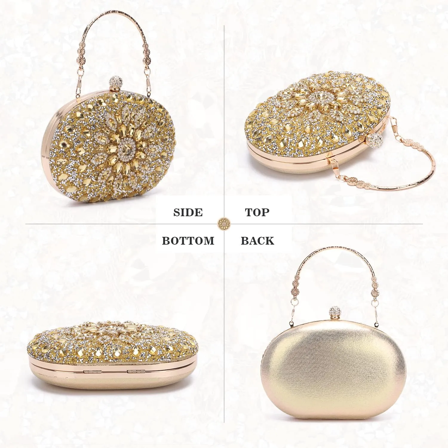 Women Rhinestone Evening Clutch Purse Bag Bling Glitter Sparkly Diamond Tote Bag Crystal Wedding Party Bag