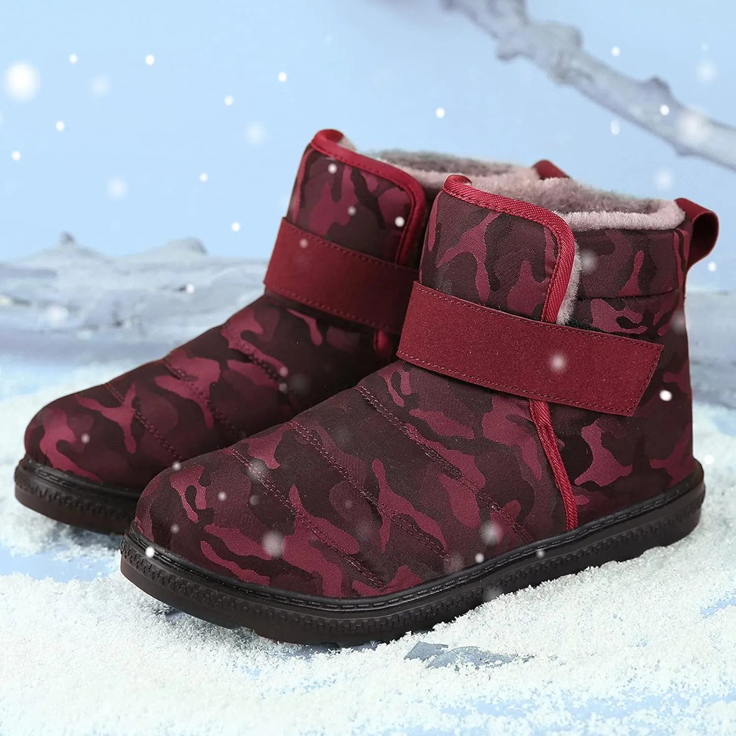 Women Snow Boots Waterproof Anti-slip Winter Boots Classic Fully Fur Booties Lightweight Slip on Ankle Boots Outdoor Sneakers Winter Shoes