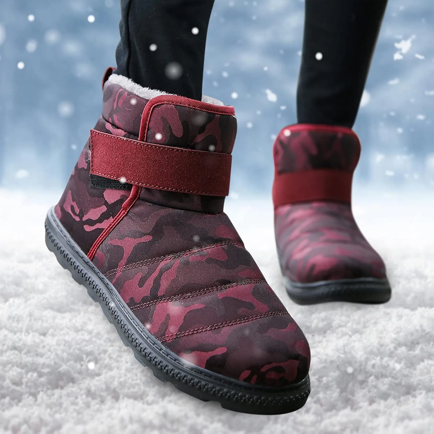Women Snow Boots Waterproof Anti-slip Winter Boots Classic Fully Fur Booties Lightweight Slip on Ankle Boots Outdoor Sneakers Winter Shoes