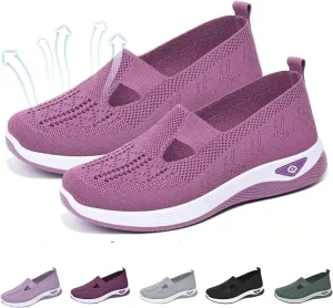 Womens Best Walking Shoes Slip On Sneakers Breathable Mesh Tennis Shoes Arch Support Non-Slip Comfortable Orthopedic Sneakers for Women with Heel Pain