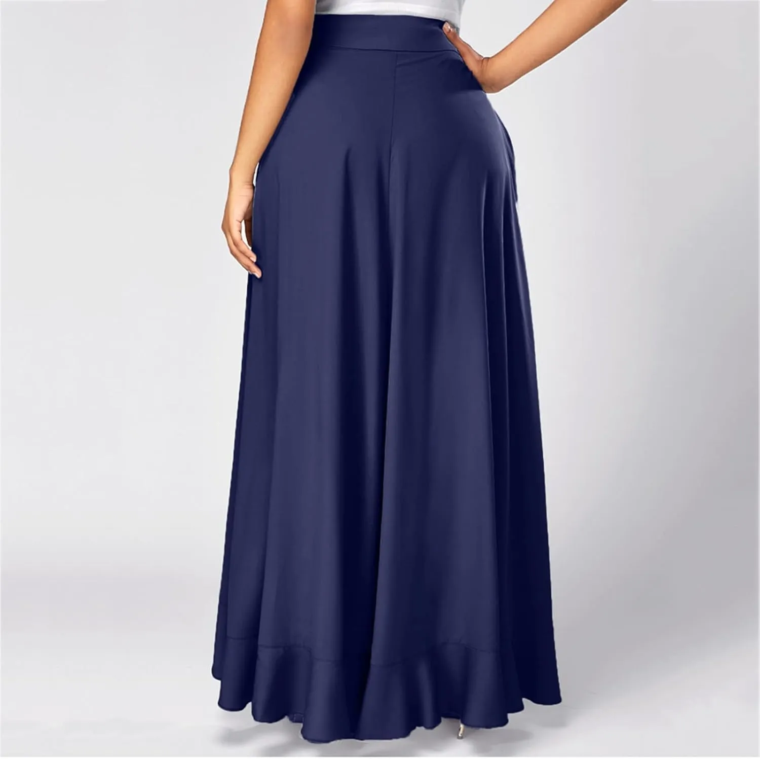 Women's Casual Skirts Irregular Ruffle Midi Skirt Lace Up Bow High Waisted Party Skirt Elegant Solid Pleated Skirt