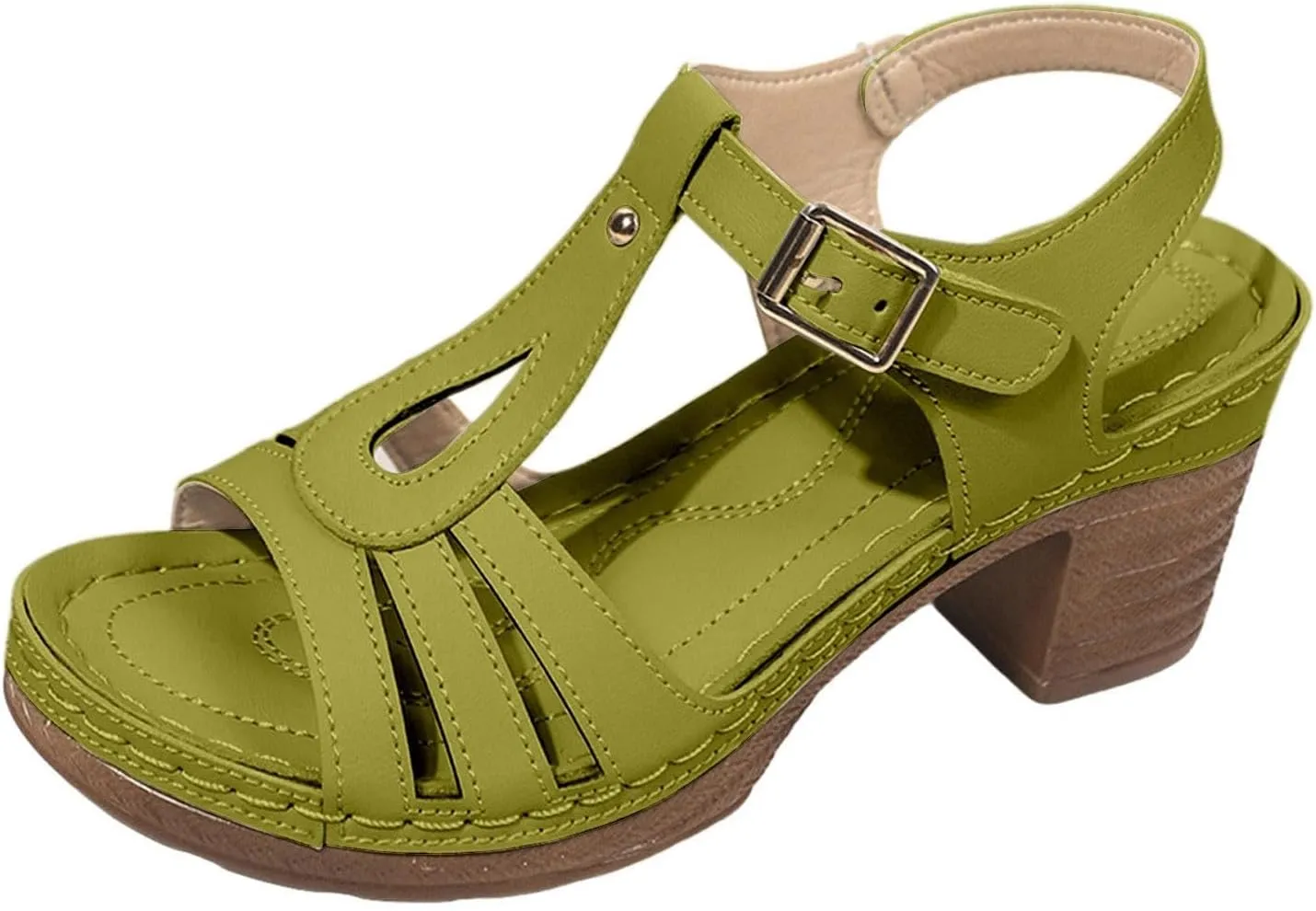 Womens Chunky Low Heels Sandals Casual Ankle Strap Open Toe Heeled Sandals Fashion Summer Party Dress Shoes