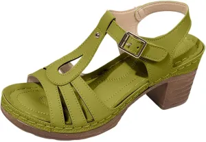 Womens Chunky Low Heels Sandals Casual Ankle Strap Open Toe Heeled Sandals Fashion Summer Party Dress Shoes