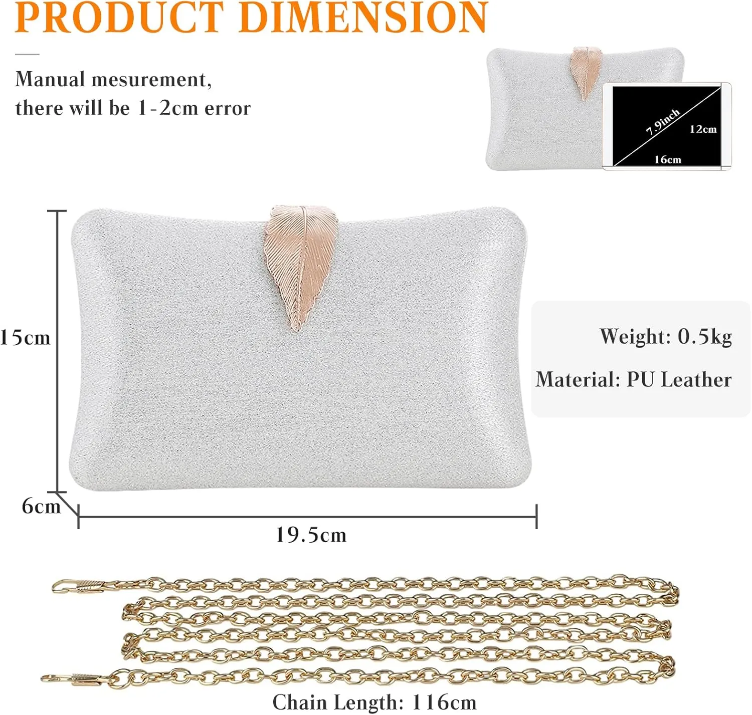 Women's Evening Bag Clutch Purse Sparkly Sequin Glitter Handbag Bridal Wedding Shoulder Bag