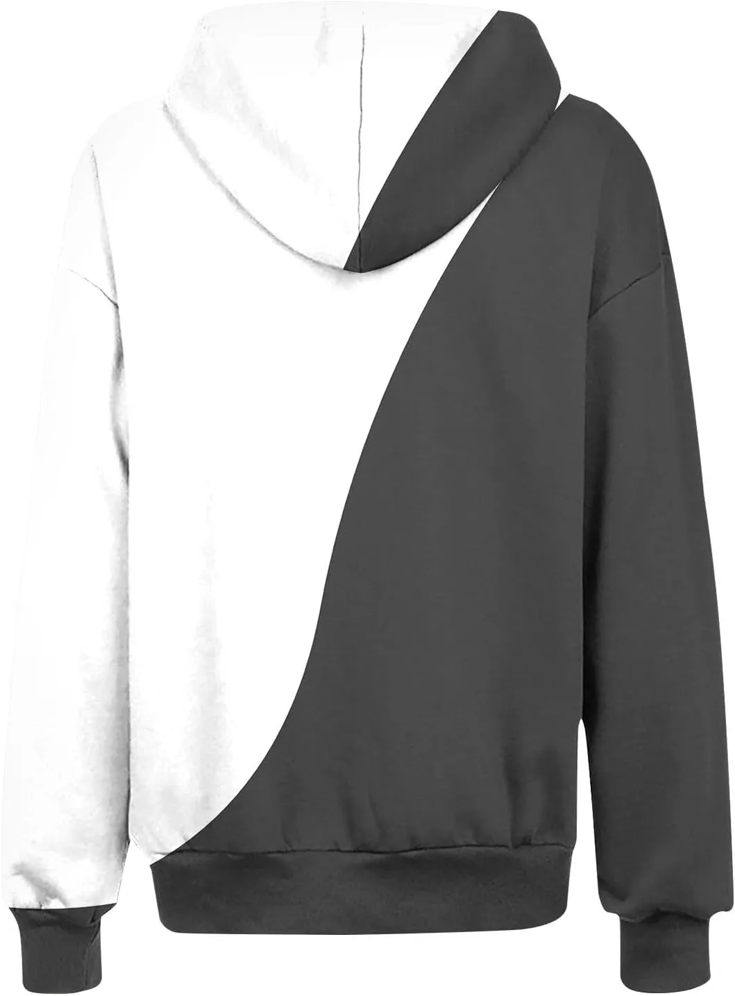 Womens Fall Jacket Casual Patchwork Color Open Front Hoodies Long Sleeve Zipper Winter Coats Outerwear with Pockets