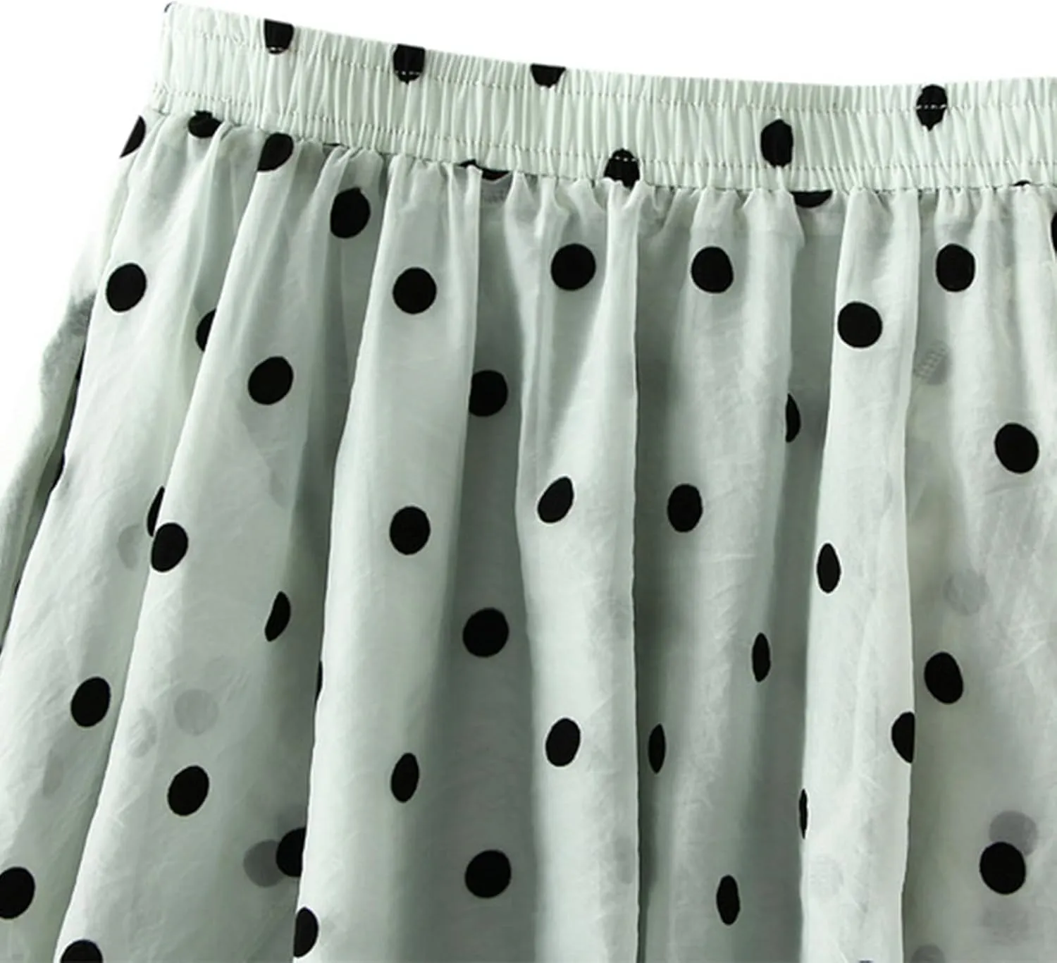 Womens Gauze Skirts Polka Dot Print A Line Swing Midi Skirt Summer Casual Boho Beach Skirts Resort Wear