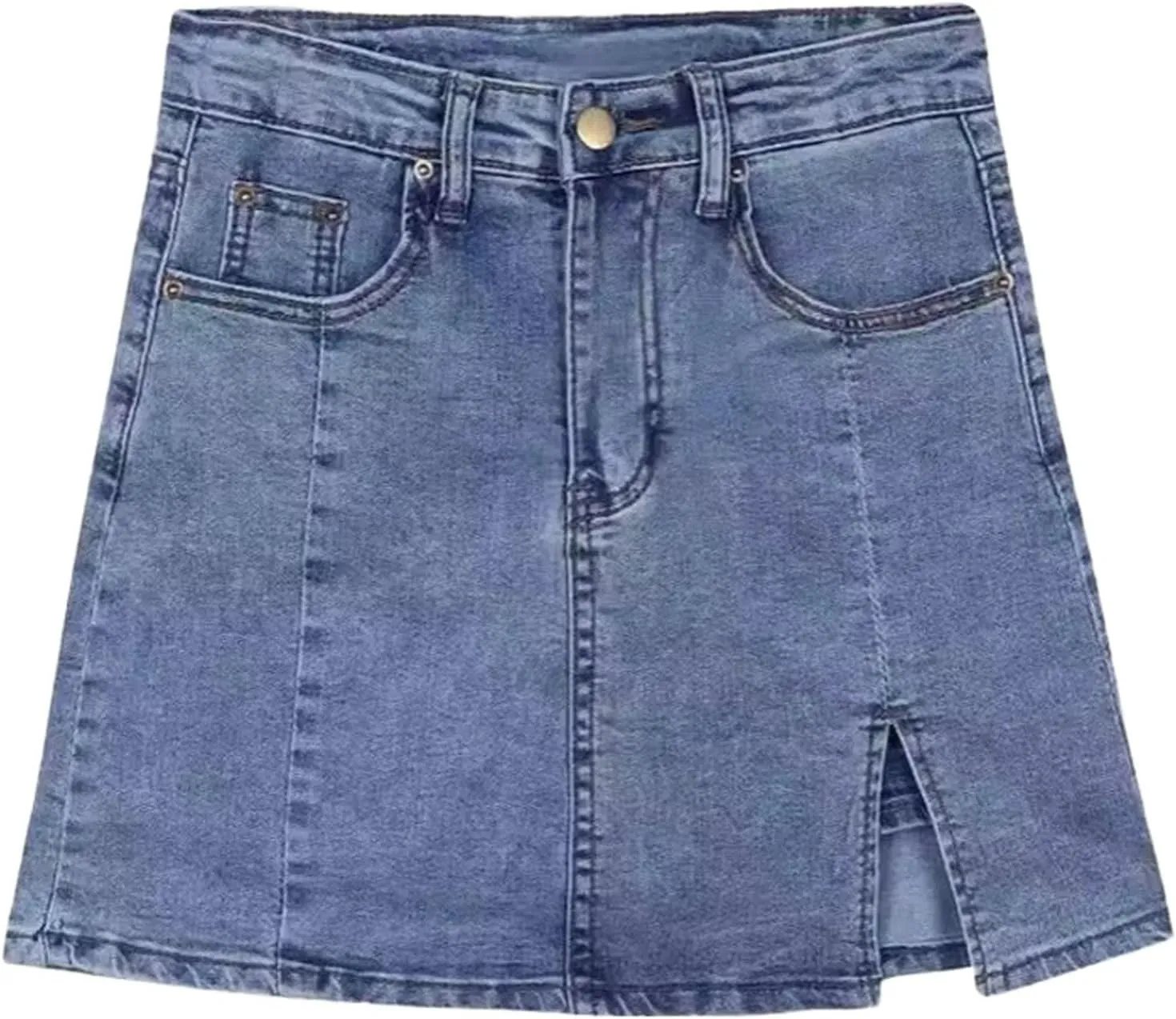 Womens High Waisted Mini Skirts Side Slit Button Down Casual Fashion Cute Stretch Jean Short Skirts with Pockets