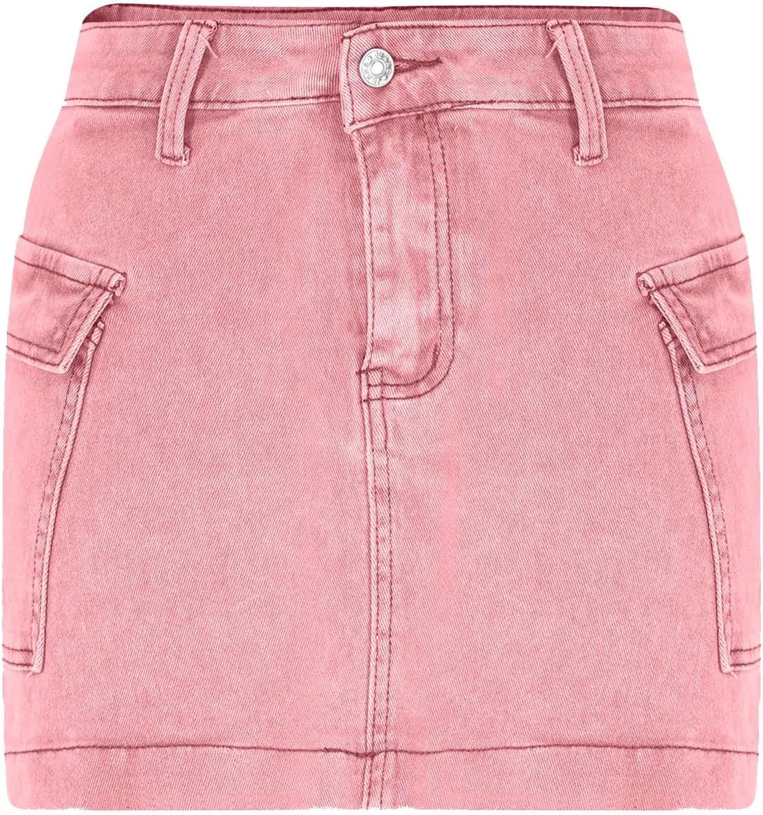 Women's Jean Skirt High Waisted Stretch Casual Summer Mini Skort Trendy Low Waist Cargo Denim Skirts with Pockets