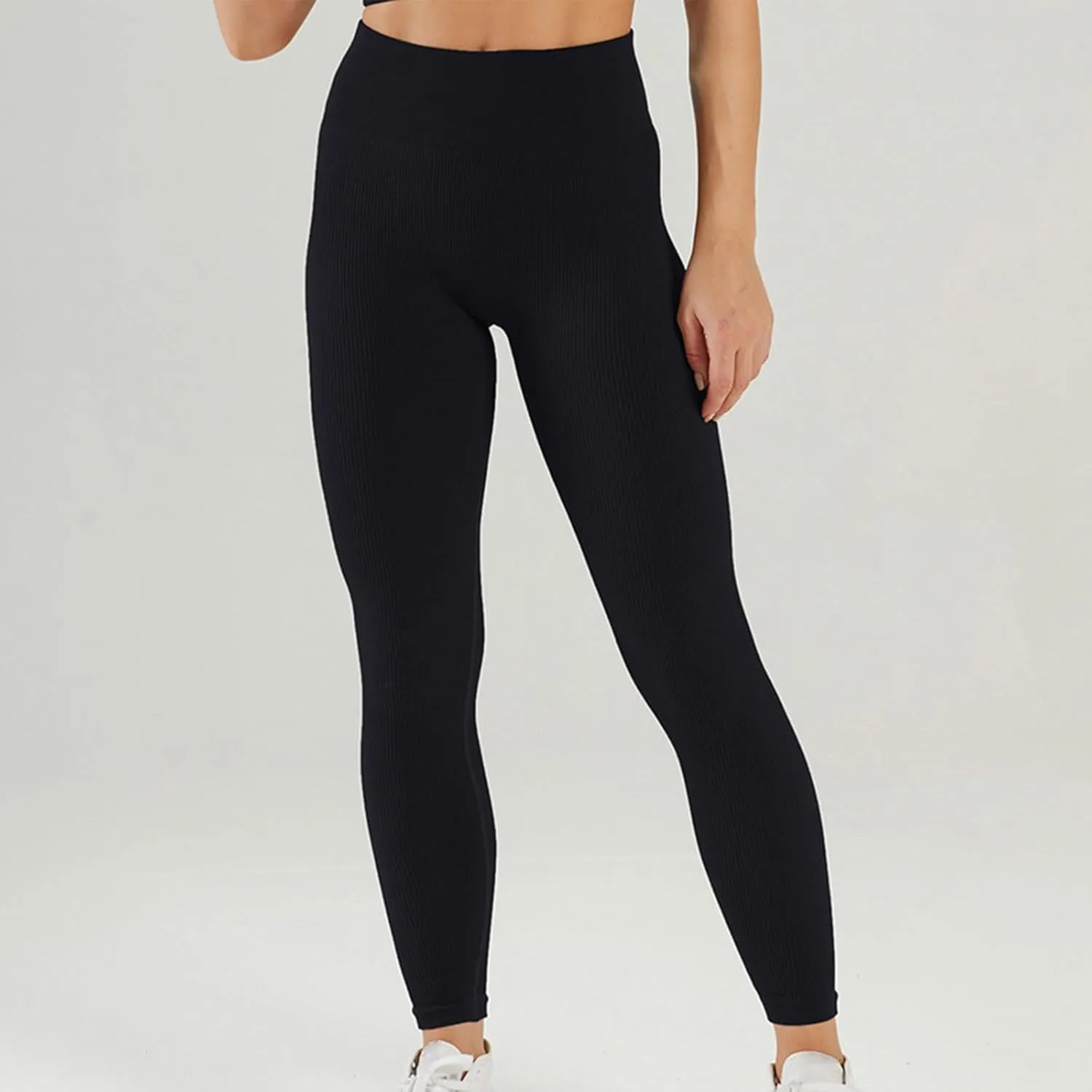 Women's Knitted Yoga Pants Workout Sports Trousers Seamless Stretch Tights High Waisted Gym Leggings
