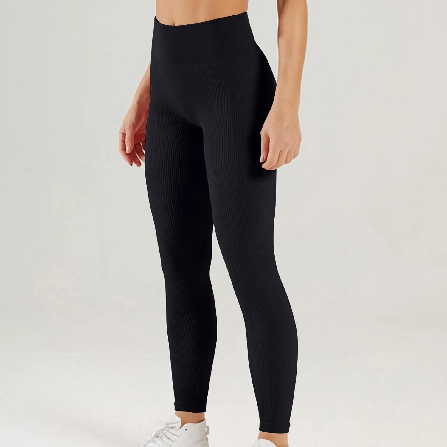 Women's Knitted Yoga Pants Workout Sports Trousers Seamless Stretch Tights High Waisted Gym Leggings