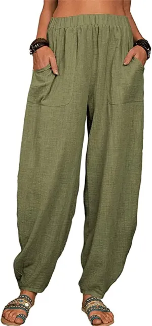 Womens Linen Pants Pocket Casual Size Pants Cotton Plus Women Pants Pants for Women Casual Summer Linen Clothing for