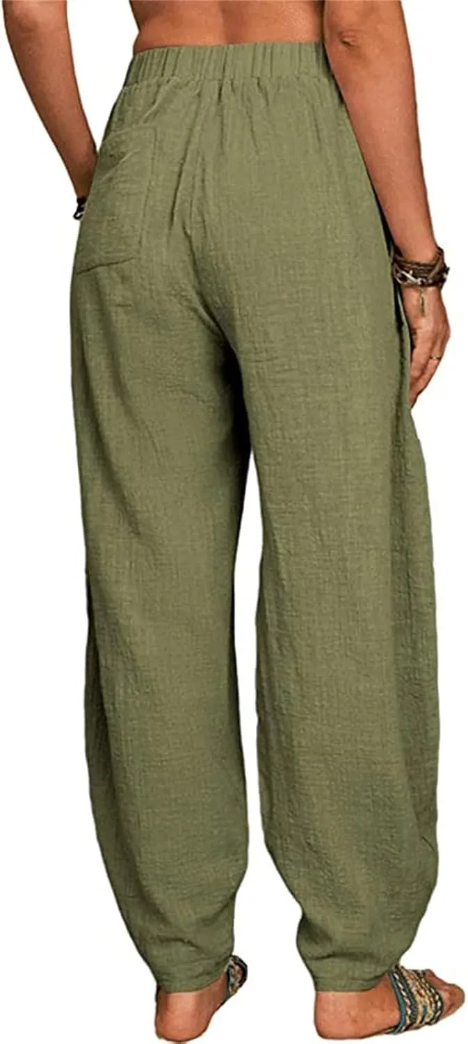 Womens Linen Pants Pocket Casual Size Pants Cotton Plus Women Pants Pants for Women Casual Summer Linen Clothing for