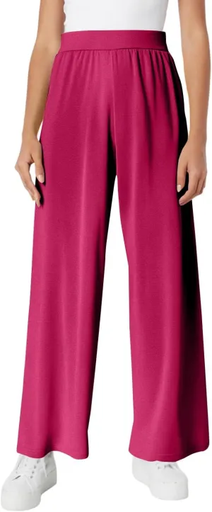 Women's Pants Wide Leg Long High Waisted Lounge Pants Stretchy Pleated Pull On Vacation Trousers with Pockets