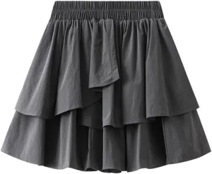 Women's Pleated Skater Skirt Basic Casual High Waisted Ruffles Flared Mini Skirts Summer A-Line Cute Swing Short Skirts
