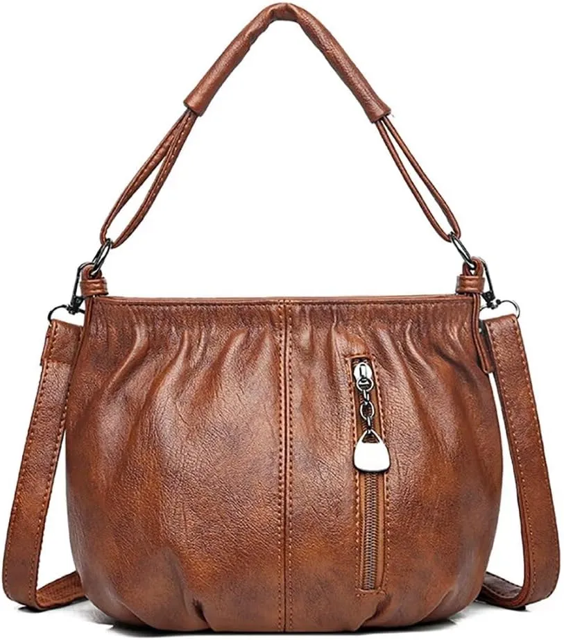Womens Satchel Purse Designer Small Crossbody Purse Vintage Shoulder Bag Multi Pocket Handbag for Work Travel Dating