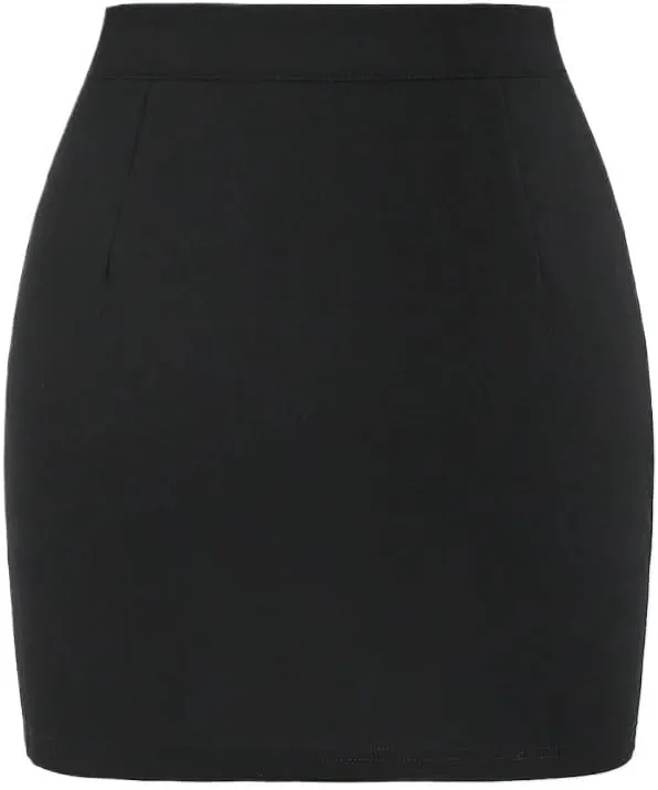 Women's Short Skirts Solid Color Buckle Side Slit Hem Pleated Midi Skirt Club Skirt