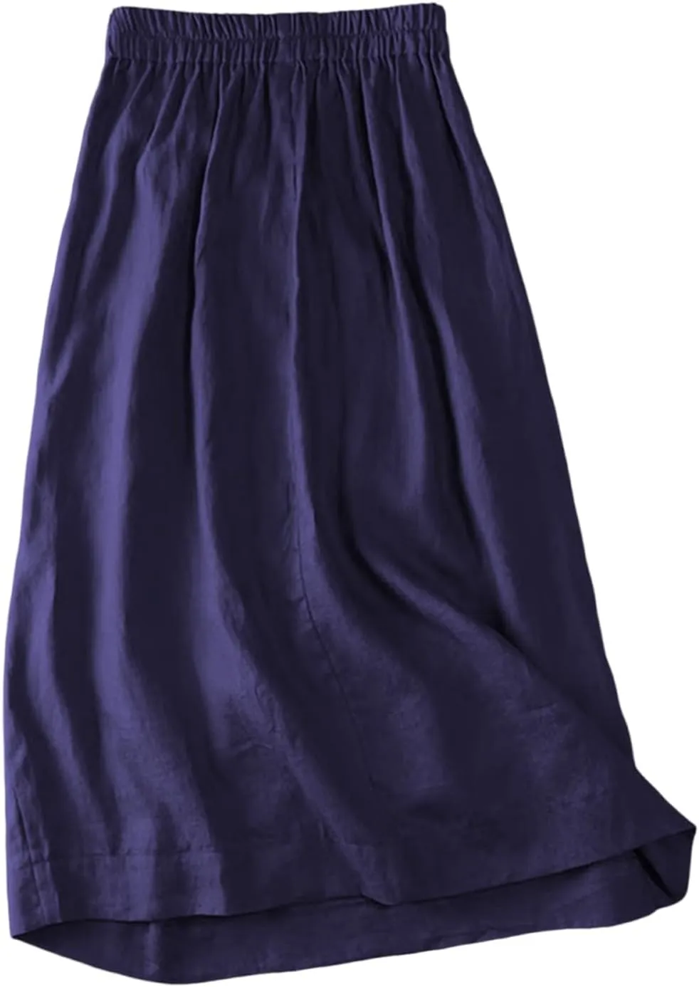 Women's Skirts Women's Summer Linen Elastic Back Buttoned Swing A Line Skirt Casual Loose Trendy Beach Solid Maxi Skirts