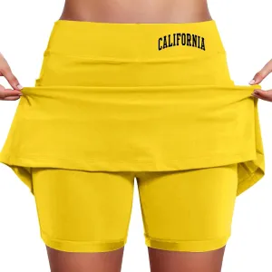 Womens Skorts with Pockets Tummy Control Plus Size High Waist Skirt with Shorts Summer Yoga Tennis Skirts Athletic Skort