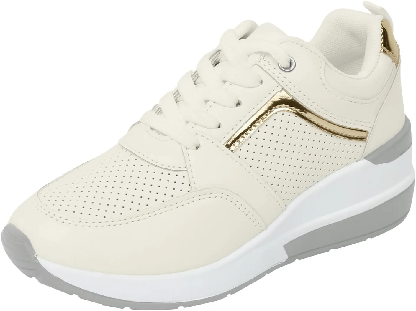 Women's Slip On Sneakers Casual Lace Up Non Slip Tennis Walking Shoes Classic Cutout Low Top Platform Sneakers Active Workout Breathable Hands-Free Comfortable Fashion Shoes
