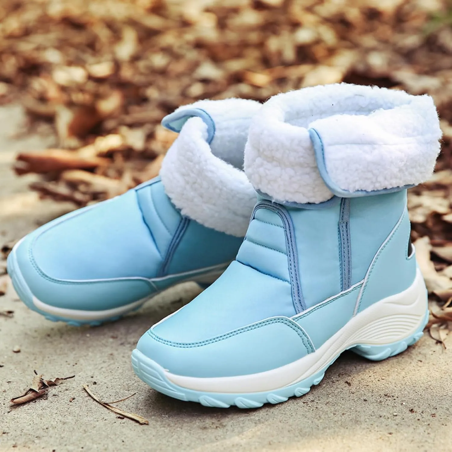 Womens Snow Boots Waterproof Anti-slip Winter Boots Classic Fur Lined Booties Casual Slip on Ankle Boots Comfortable Winter Shoes Trekking Shoes