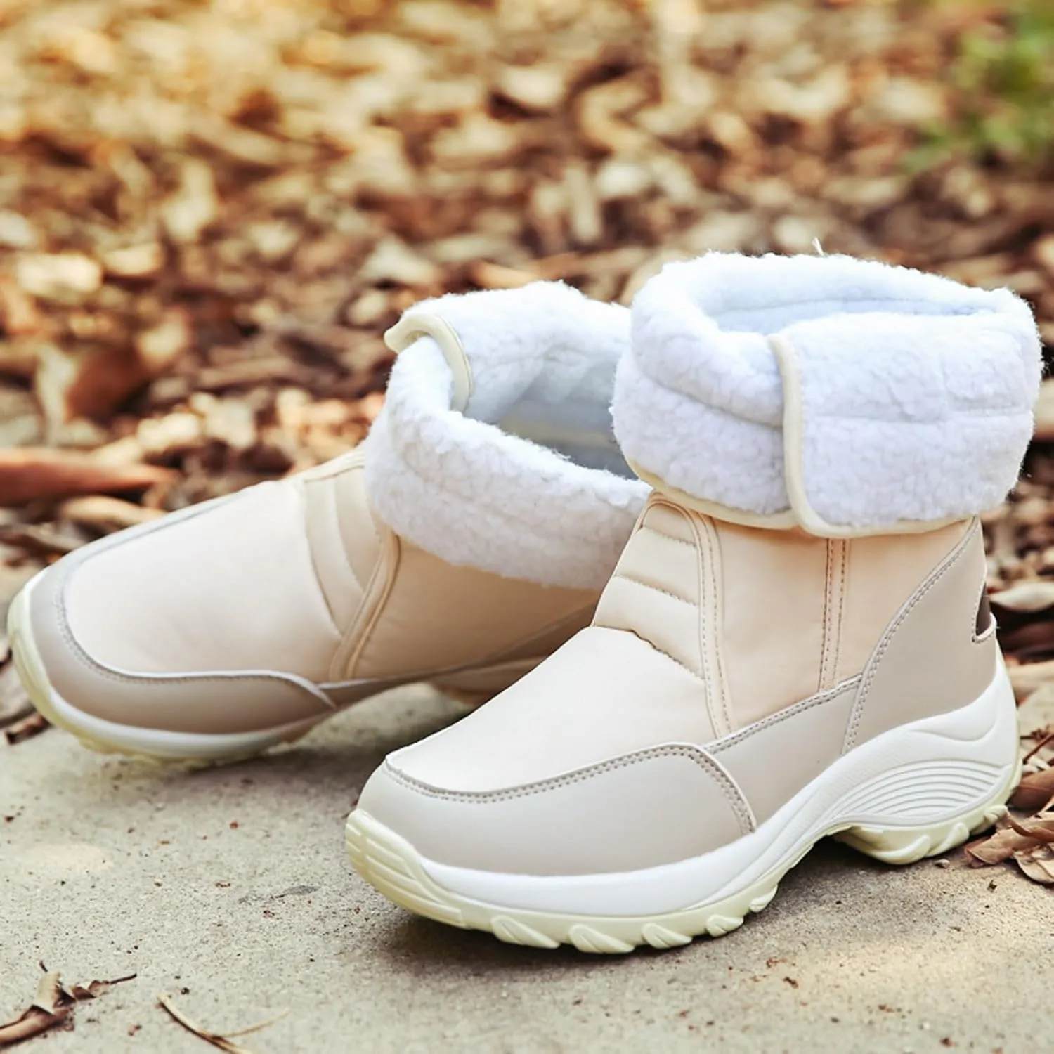 Womens Snow Boots Waterproof Anti-slip Winter Boots Classic Fur Lined Booties Casual Slip on Ankle Boots Comfortable Winter Shoes Trekking Shoes