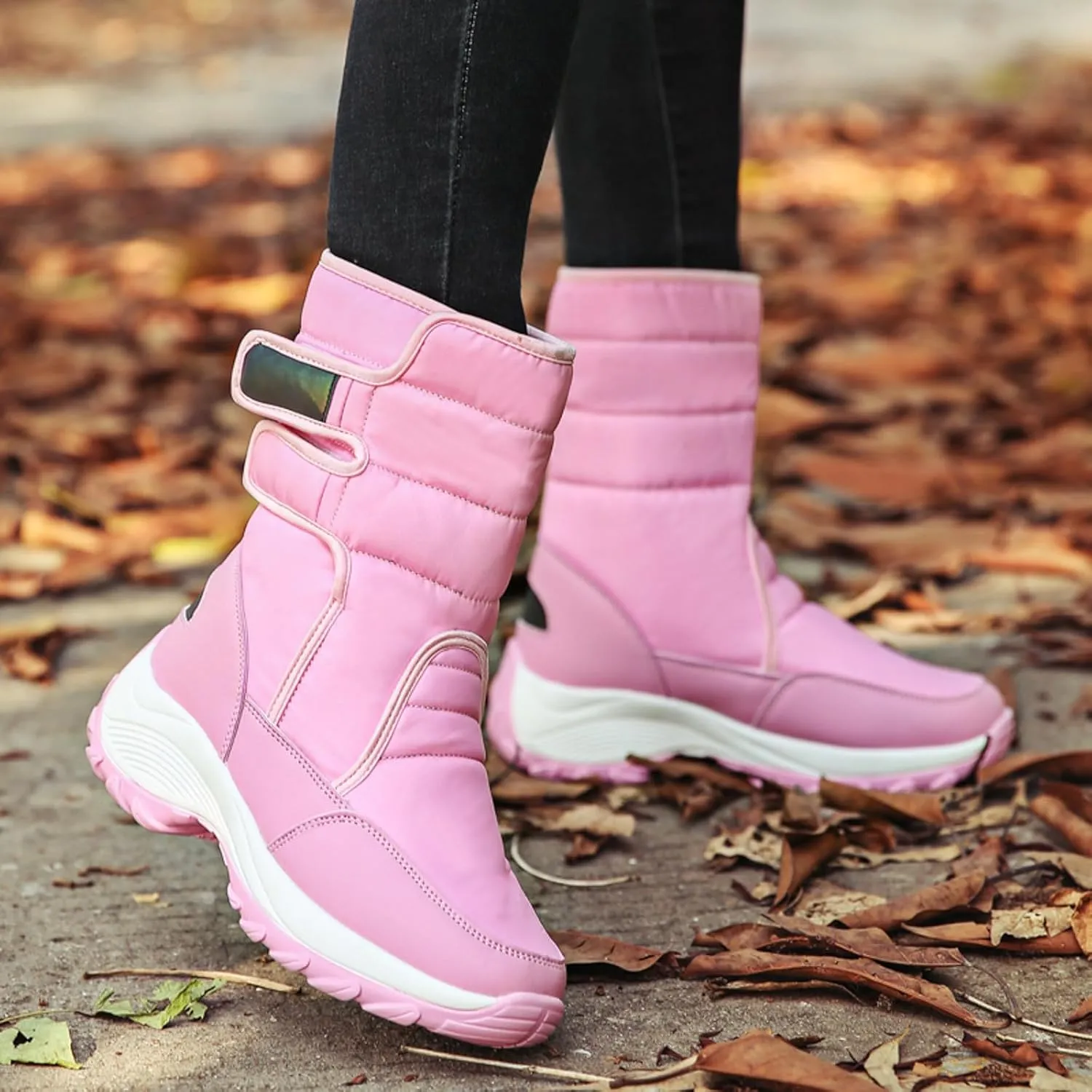 Womens Snow Boots Waterproof Anti-slip Winter Boots Classic Fur Lined Booties Casual Slip on Ankle Boots Comfortable Winter Shoes Trekking Shoes