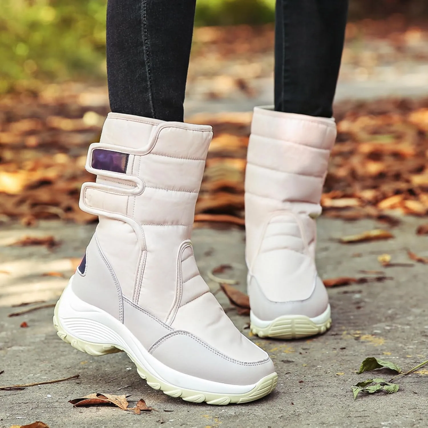 Womens Snow Boots Waterproof Anti-slip Winter Boots Classic Fur Lined Booties Casual Slip on Ankle Boots Comfortable Winter Shoes Trekking Shoes