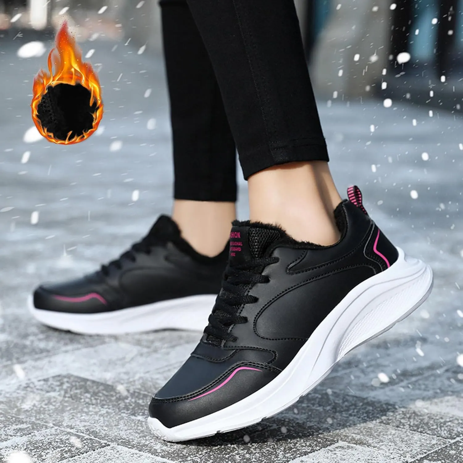 Womens Snow Boots Waterproof Anti-slip Winter Boots Classic Fur Lined Booties Cold Weather Lace Up Ankle Boots Thickening Winter Shoes Walking Hiking Booties